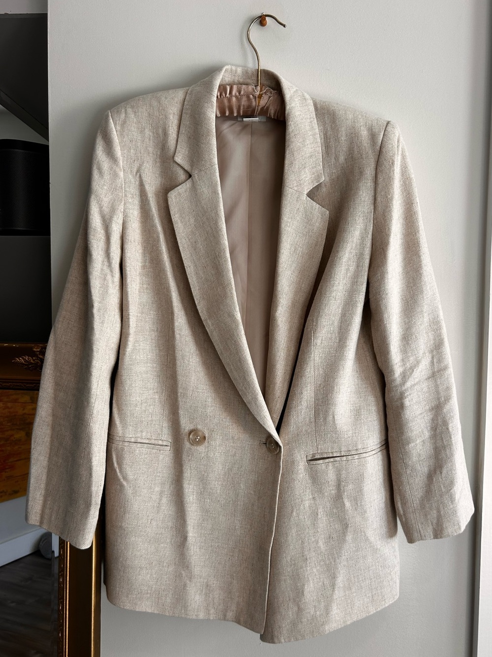 H&M Linen Blend Blazer Women’s Small Beige